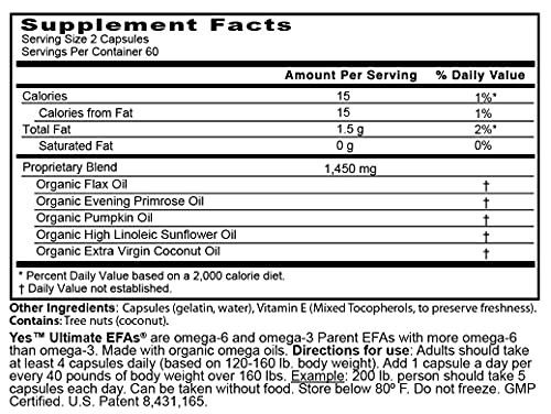 YES Plant Based Omega 3 & 6 Fish Oil Alternative Burpless – Heart, Skin, Eye