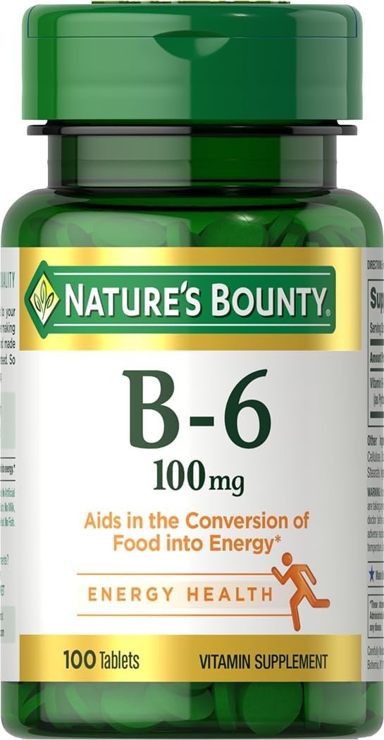 Nature’s Bounty Vitamin B6 100mg Tablets – Supports Energy Metabolism & Nervous