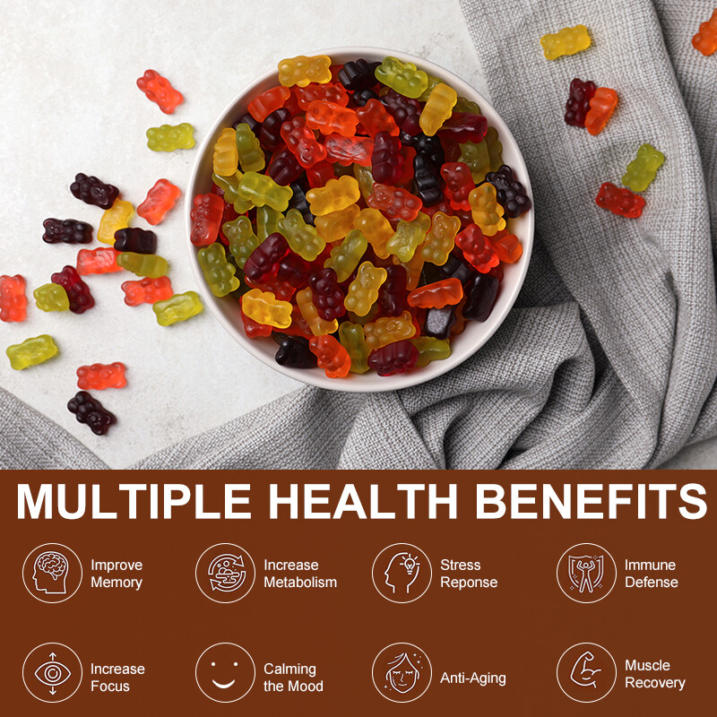 Mushroom Extract Complex Gummies Lions Mane Chaga Reishi Focus Memory Immunity