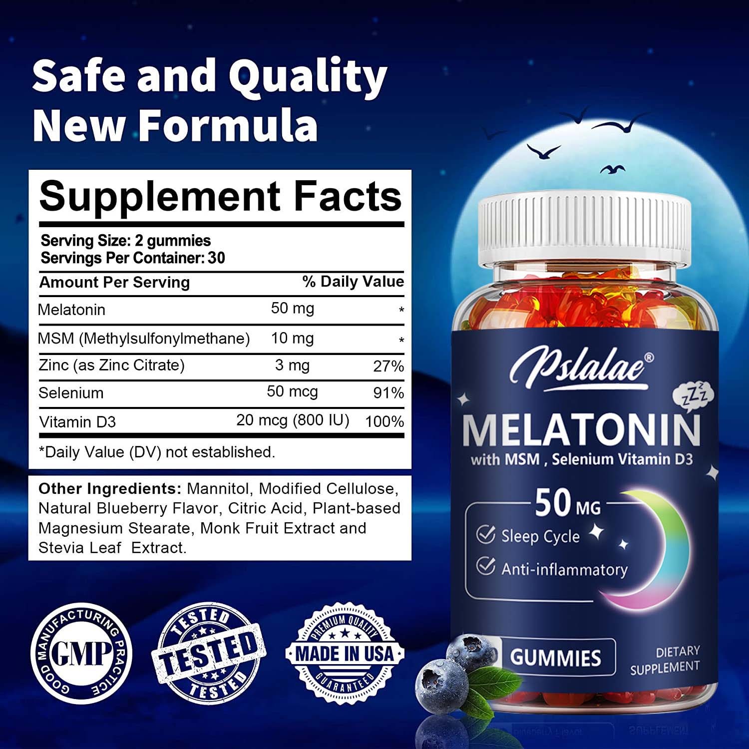 Melatonin 50mg – Improve Sleeping, Fall Asleep Faster, Extend Sleep Time 60pcs