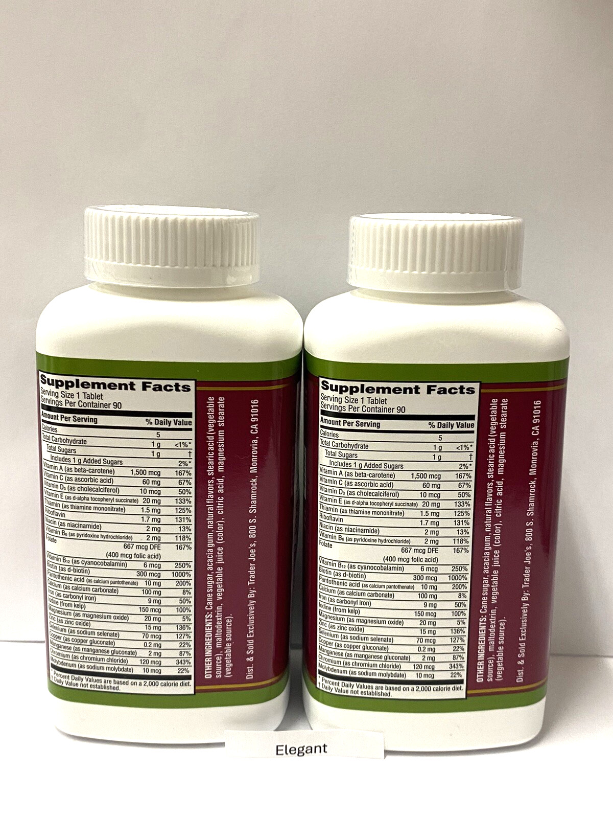 Trader Joe’s High Potency Chewable 90 Tablets Vitamin Mineral Formula x2 Bottles