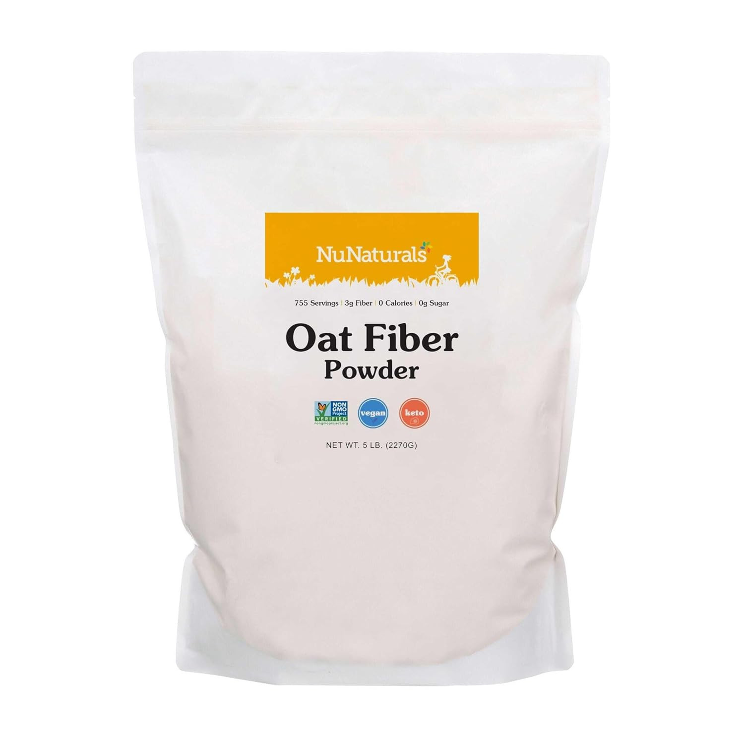 Nunaturals Oat Fiber Powder, All Natural Non-Gmo, Supports Digestive Health, 5 L