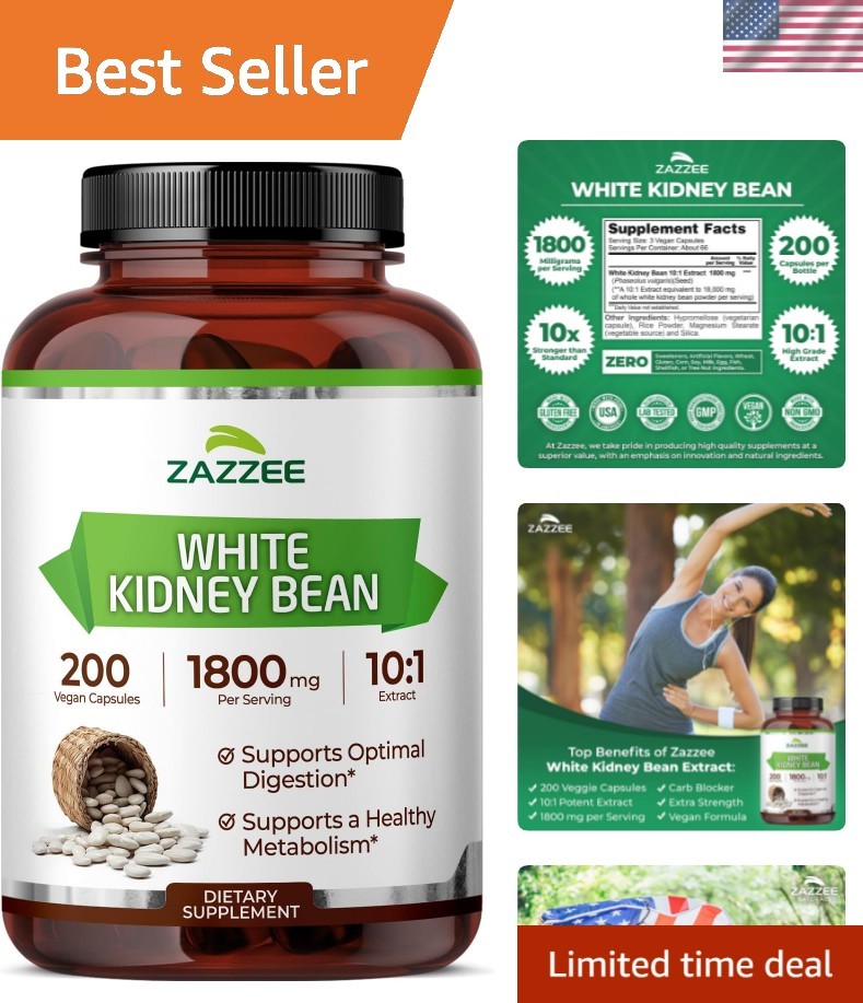 White Kidney Bean 10:1 Extract, 1800 mg per Serving, 200 Capsules, 2+ Suppl…