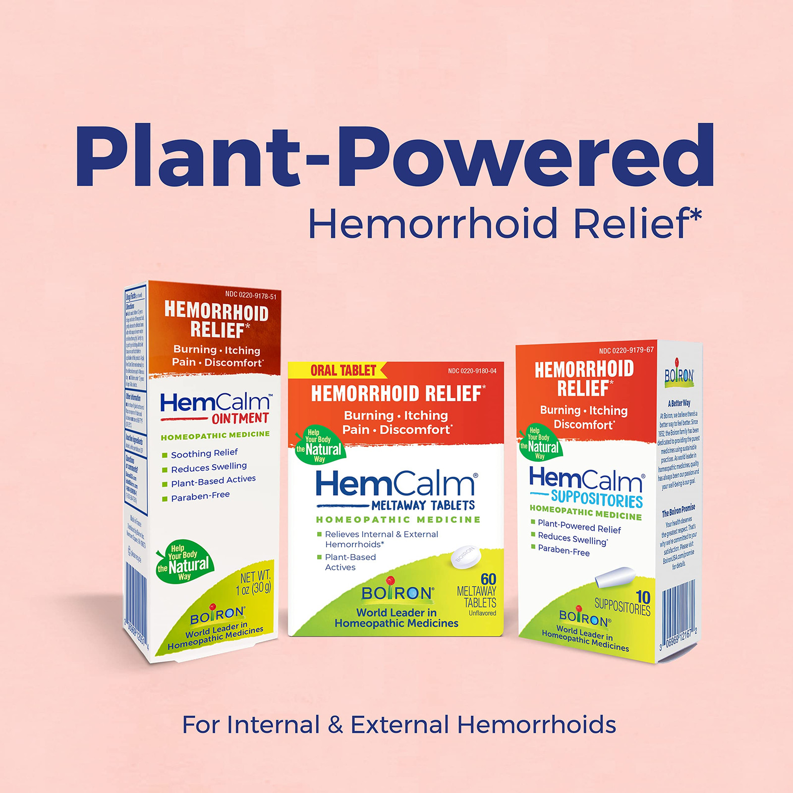 Boiron HemCalm 10 Count Plant Based Multi Symptom Hemorrhoid Relief Supposito…