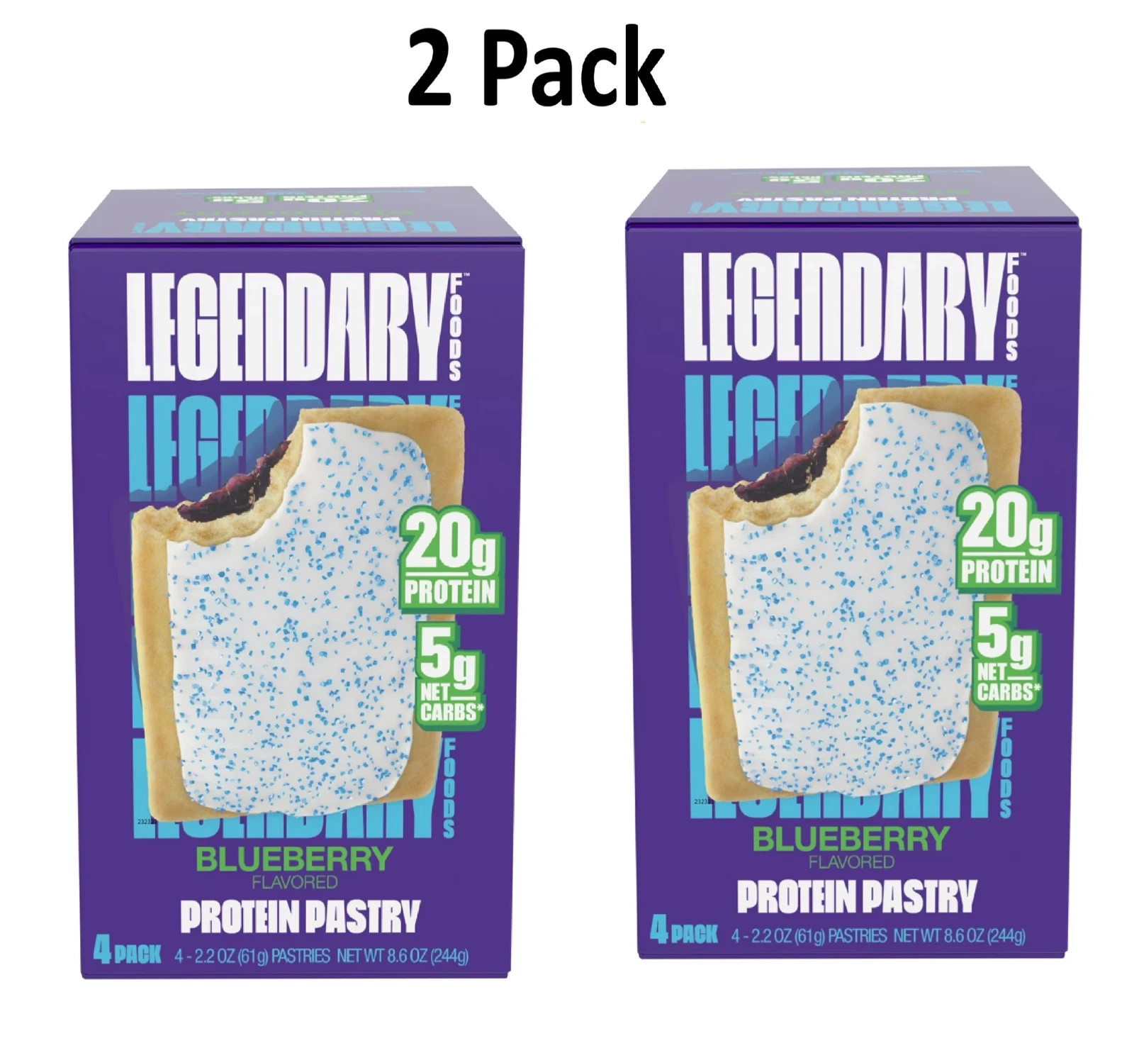 Legendary Foods Protein Pastry – Blueberry 4 Pack | Protein Snack ( 2 PACK)