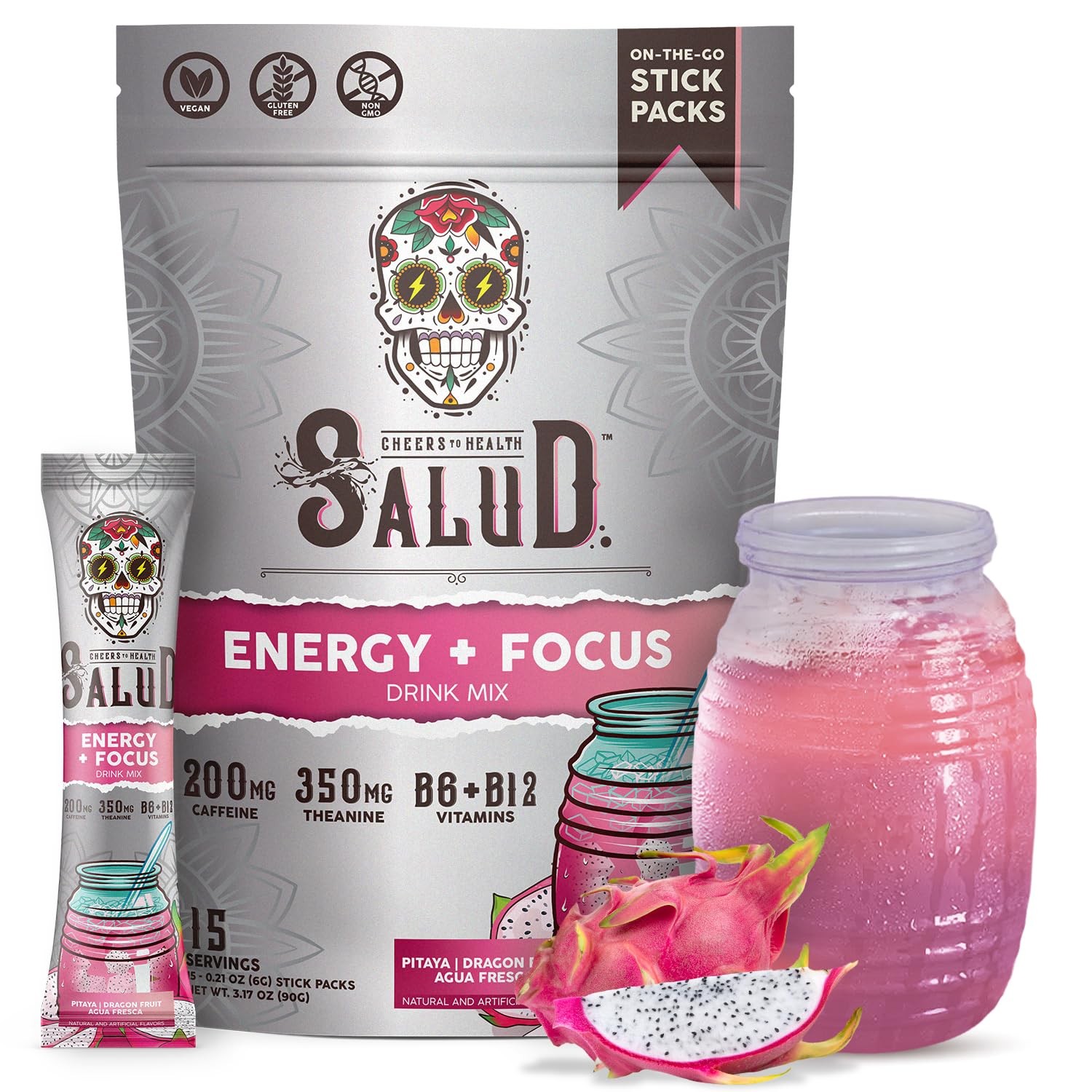 Taste Salud Salud 2-In-1 Energy Drink Dragon Fruit 15 Servings