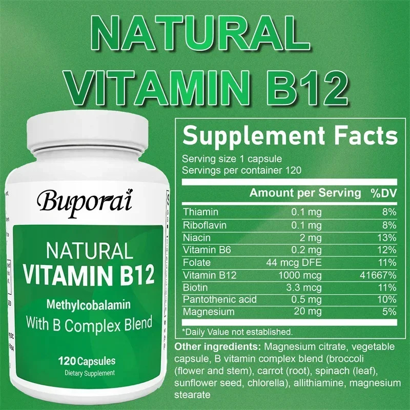 Vitamin B12 with B Complex Blend 240pcs, Brain Health, Improve Mental Clarity