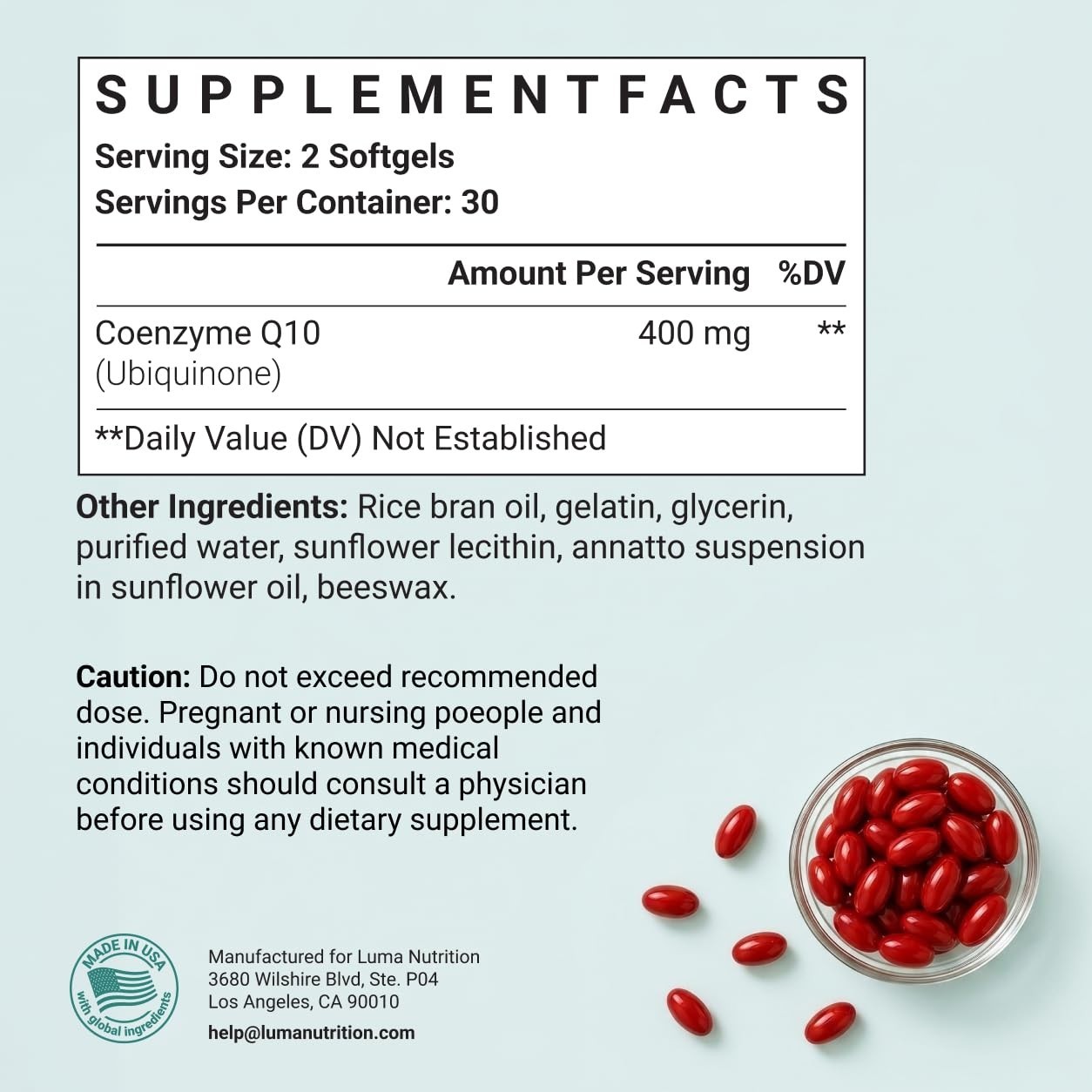CoQ10 400mg Softgels – High-Absorption Coenzyme Q10 for Heart Health – 60 Count
