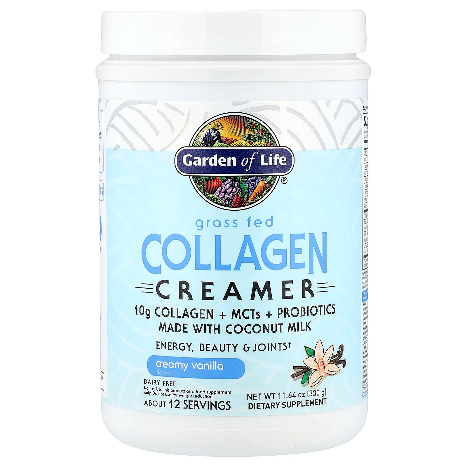 2 X Garden of Life, Grass Fed Collagen Creamer, Creamy Vanilla, 11.64 oz (330 g
