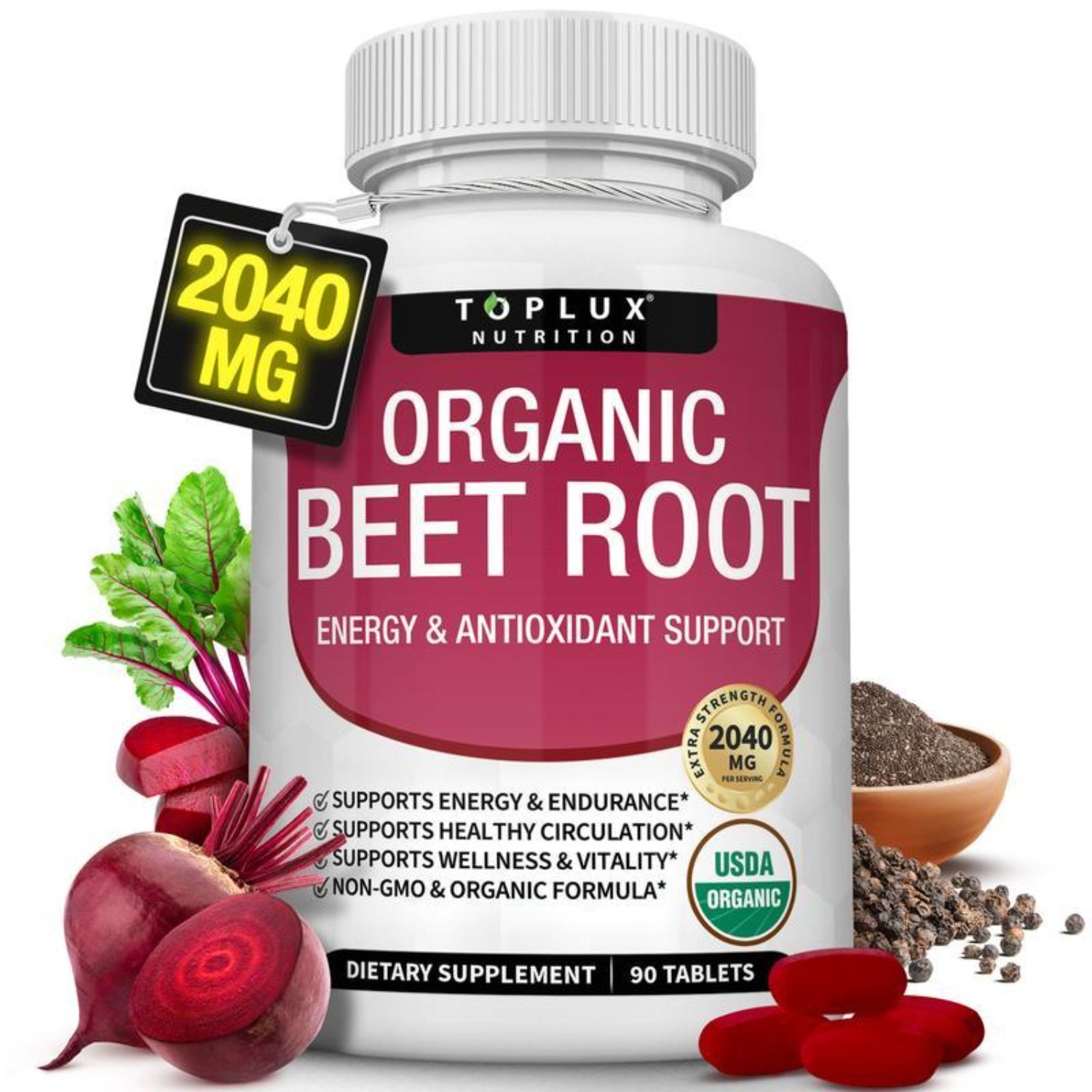 Organic Beet Root Tablets.High Potency Circulation.Athletic Performance Support
