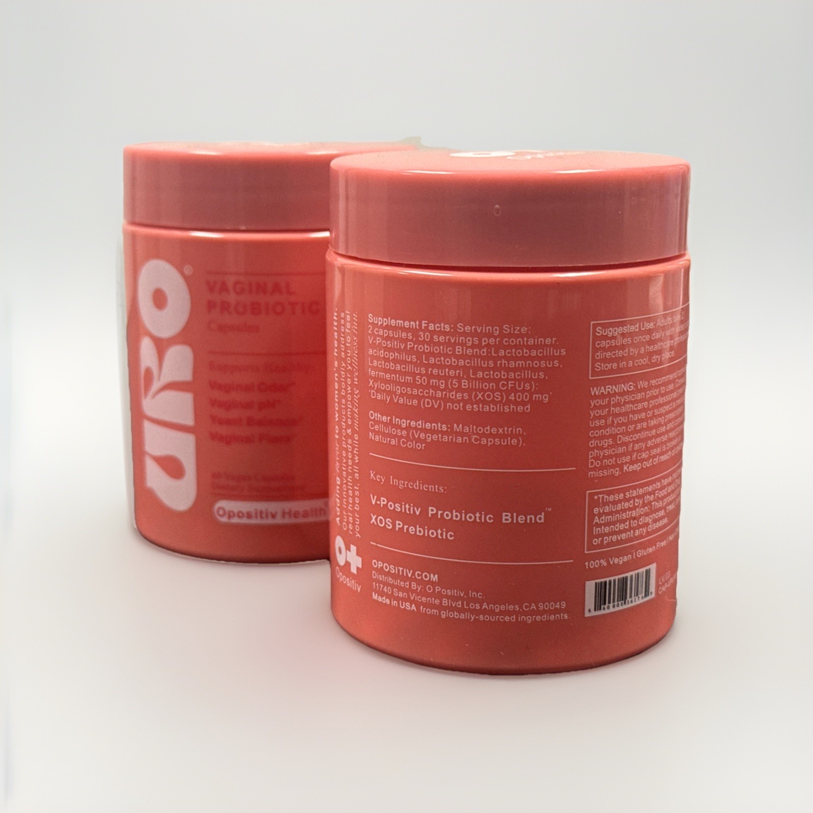 2 PACK URO O Positiv pH Balance Vaginal Probiotics 60 Caps Each