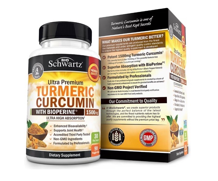 Turmeric Curcumin with Black Pepper Extract 1500mg High Absorption Potent, 180ct