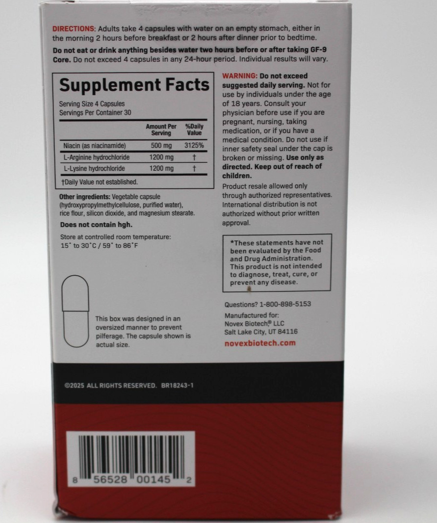 Novex Biotech GF-9 CORE GH Booster 120 Capsules – EXP 2027