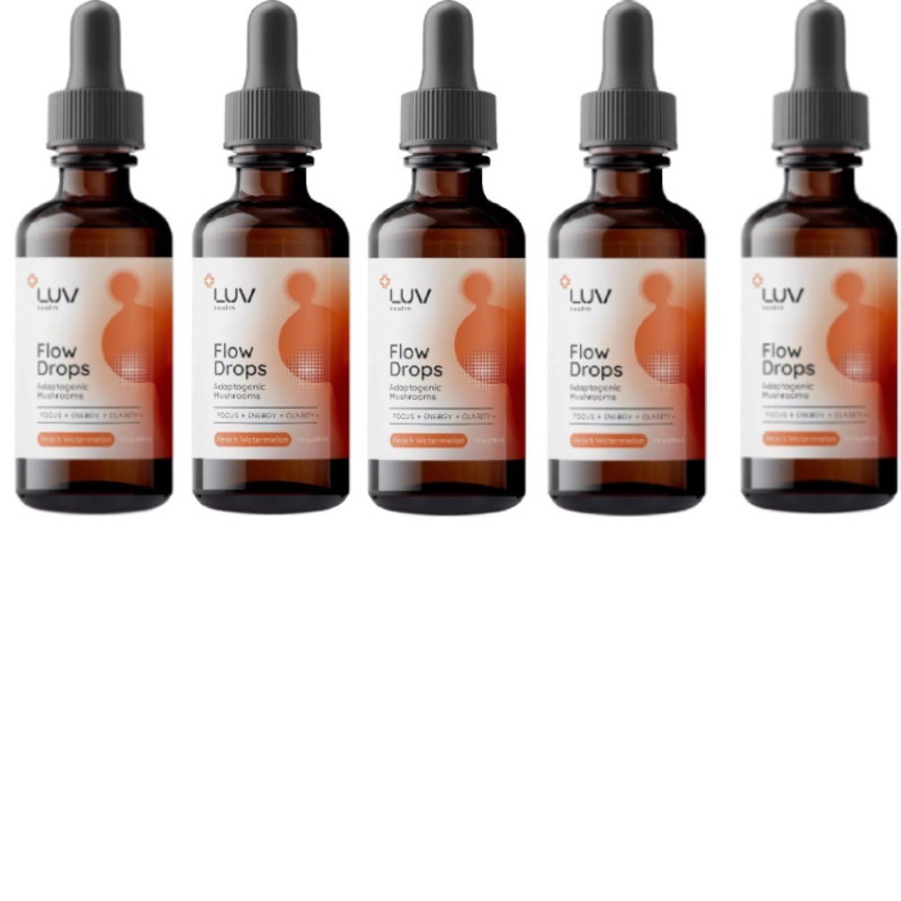 1-5x Peach Health Flow Drops Adaptogen Mushroom Blend LUV Watermelon 1oz-