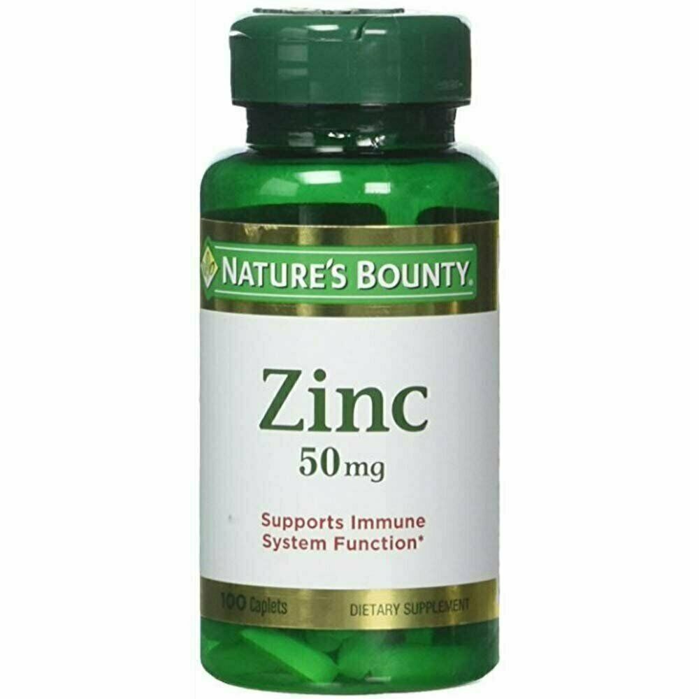 Nature’s Bounty Zinc 50 mg 100 Caplets, Non-GMO, Supports Immune System Function