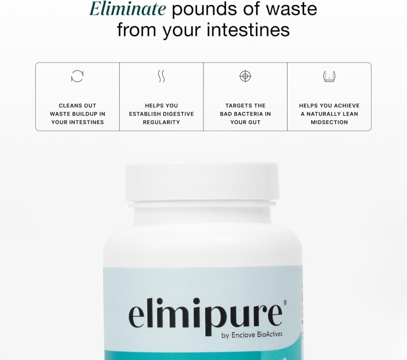 1-2 bottles Elimipure Gut Cleanse & Restore Supplement 90 capsules hot sealed