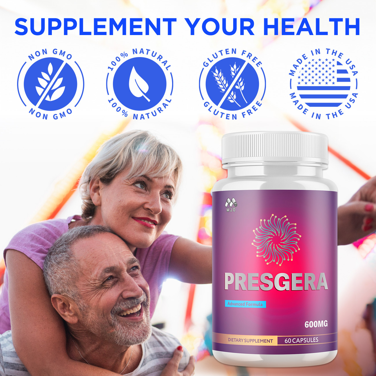 (5 Pack) Presgera Advanced Nerve Support Strength Formula Pres Gera 300 Capsules