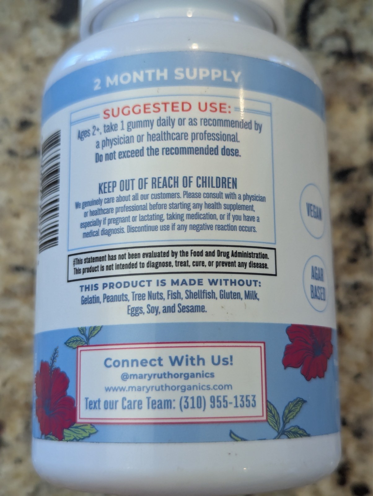 MaryRuth’s Kids Magnesium Calm Gummies Hibiscus 60 count exp: 04/2026