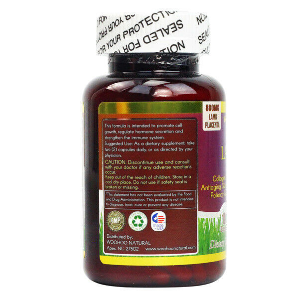 6 x WOHO Natural DNA Lamb Placenta 100 Capsules Fresh Made In USA