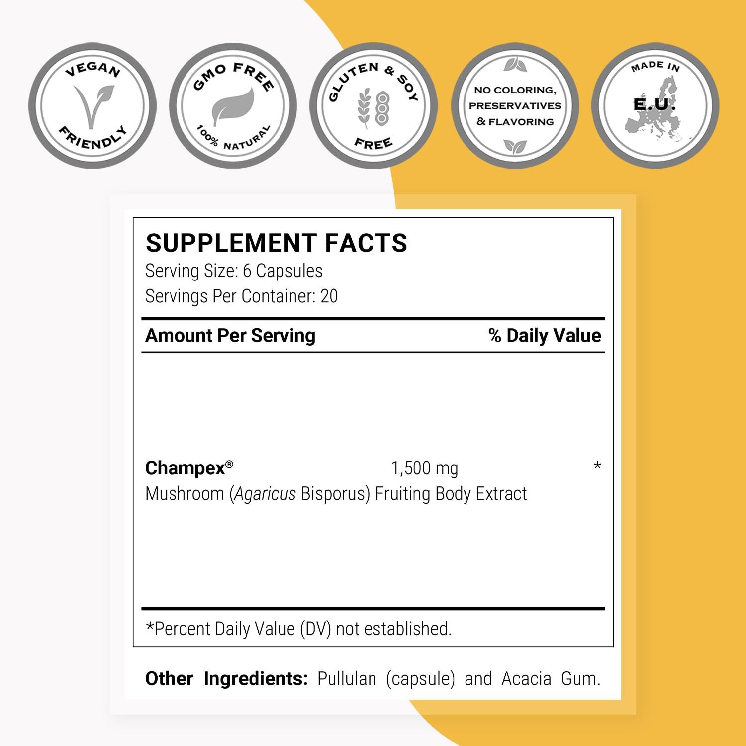 Supersmart – Champex Mushroom Agaricus Bisporus Extract 1500 Mg Per Day – Body