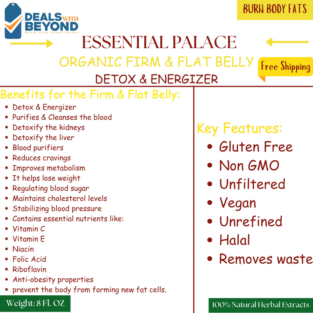 Organic Firm & Flat Belly Detox & Energizer, Burn Body Fat & Remove Waste 8 OZ