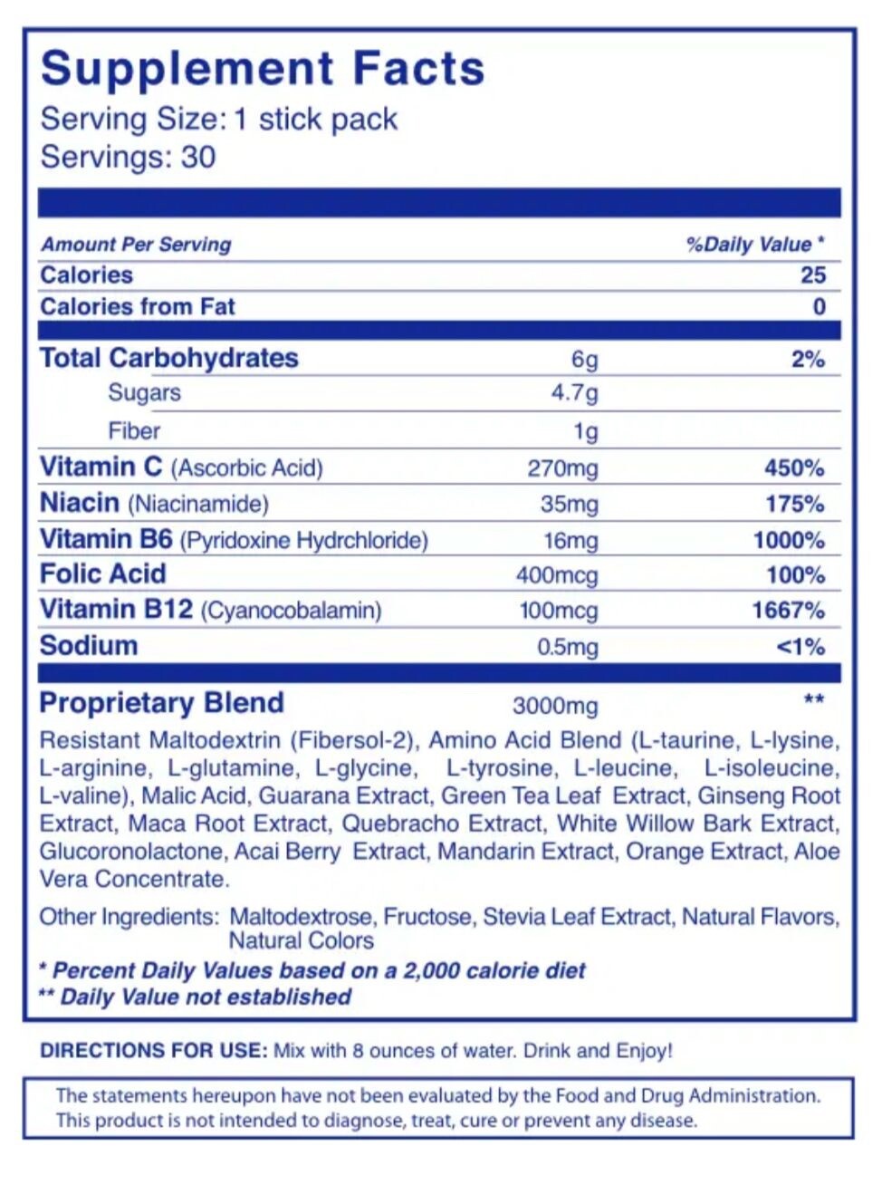 Blue Energy Blend by BHIP Global Amino Acid Natural Drink Fitness Weight Loss