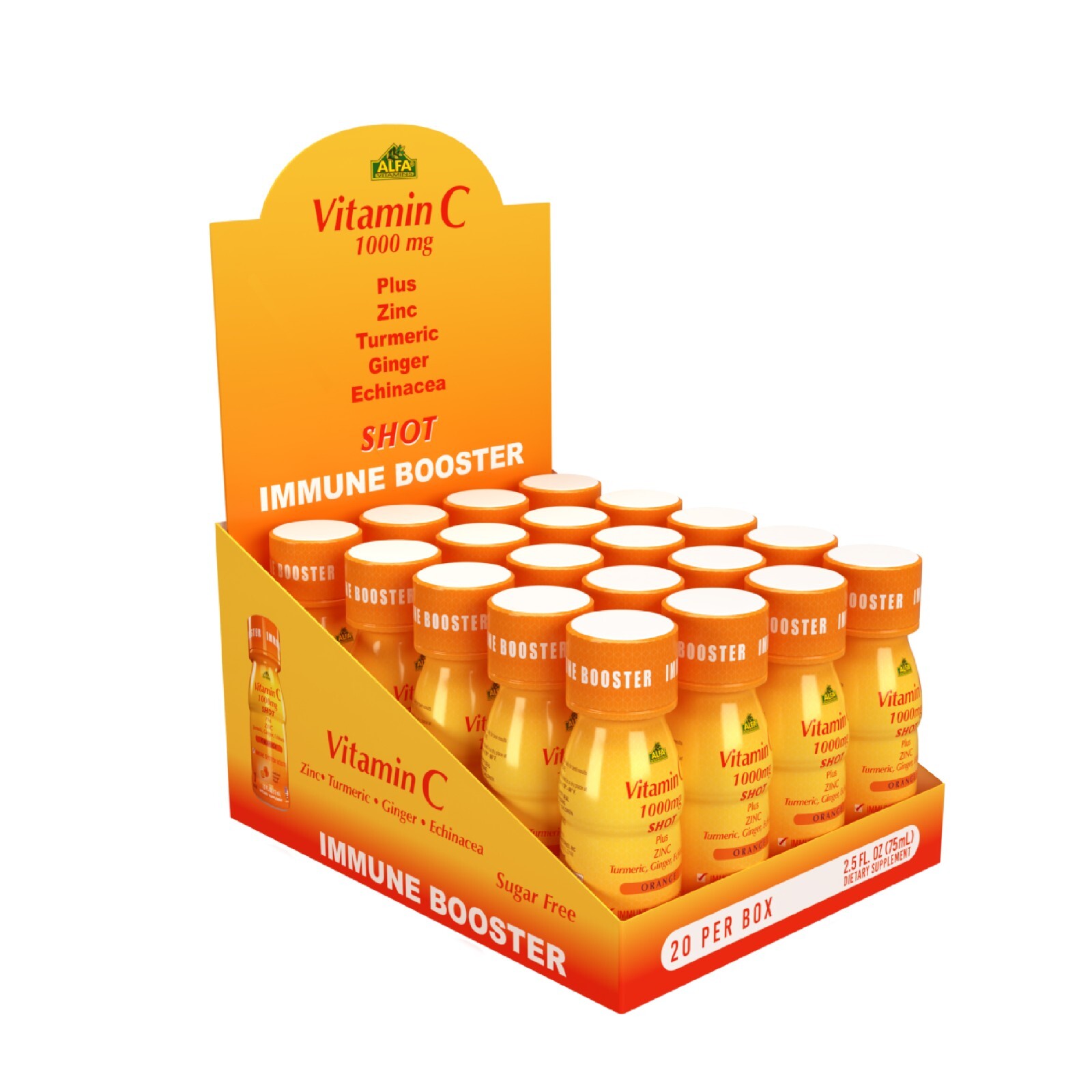 Vitamin C 1,000mg Shot by Alfa Vitamins 2.4 FL each bottle – 20 Pack
