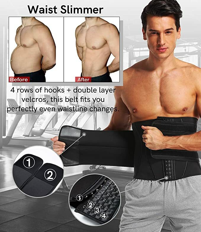 Men’s Abdomen Fat Burner Belly Compression Body Shaper Waist Trainer Sweat Belt