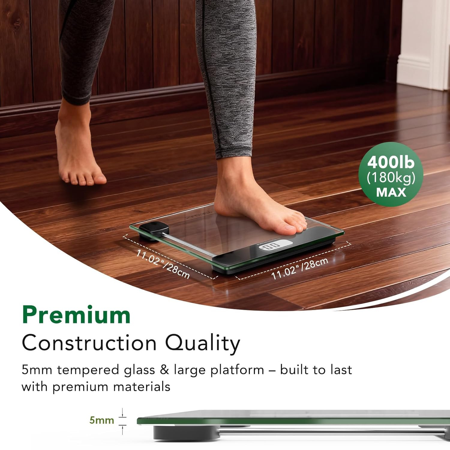 Digital Bathroom Scale by – 400Lb Capacity Accurate Body Weight Weighing Scale
