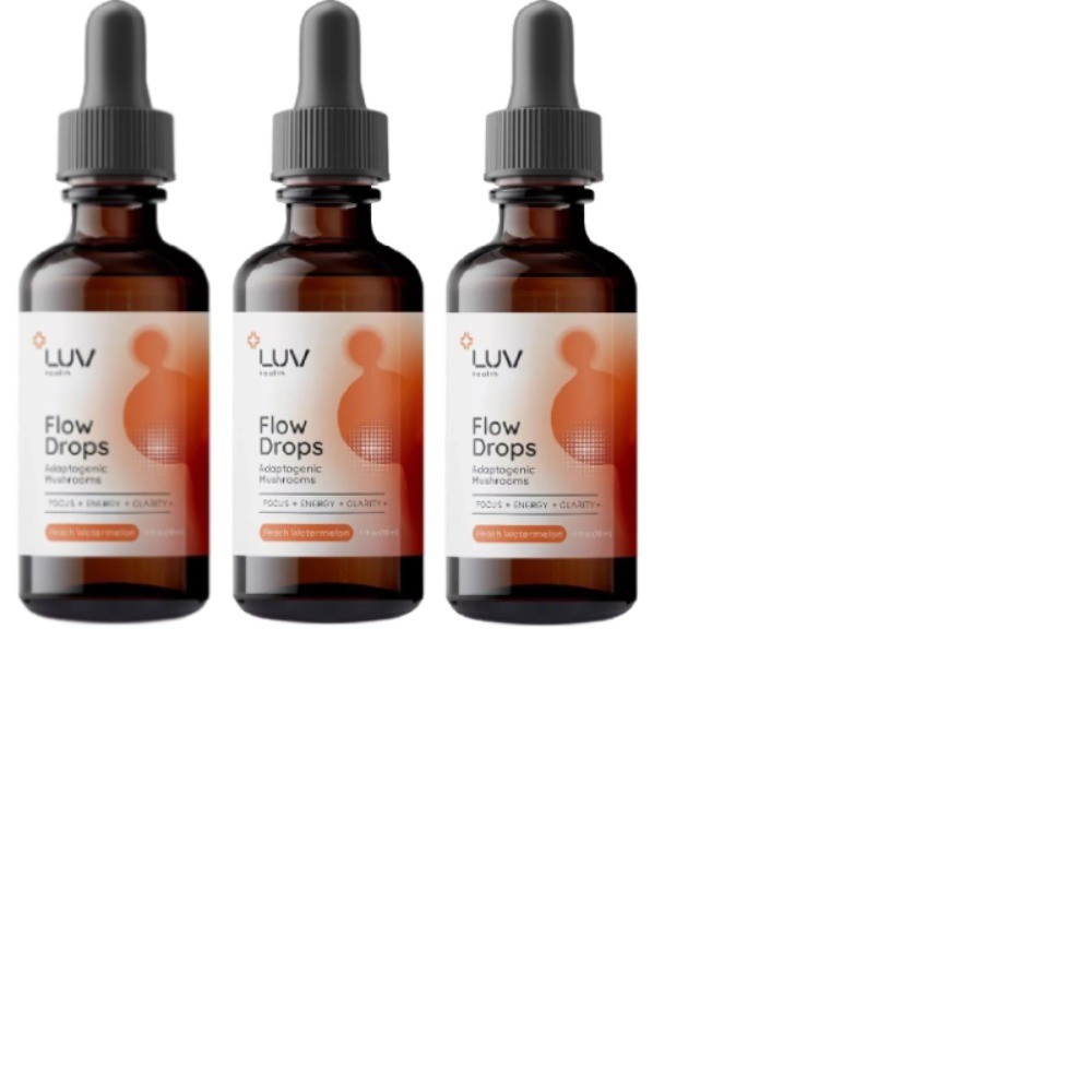 1-5x Peach Health Flow Drops Adaptogen Mushroom Blend LUV Watermelon 1oz-