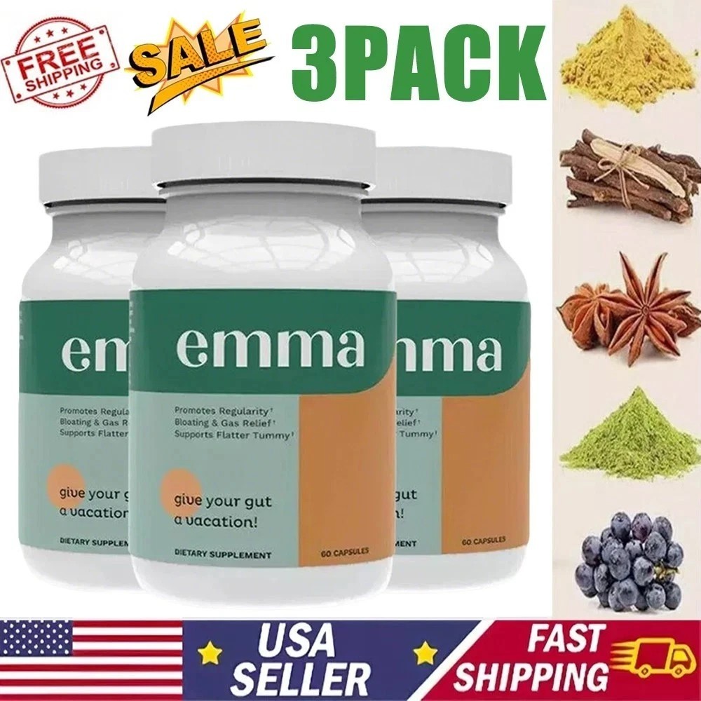 3 Pack Emma Gut Health supplemental 180 Capsules for Bloating Relief & Leaky Gut