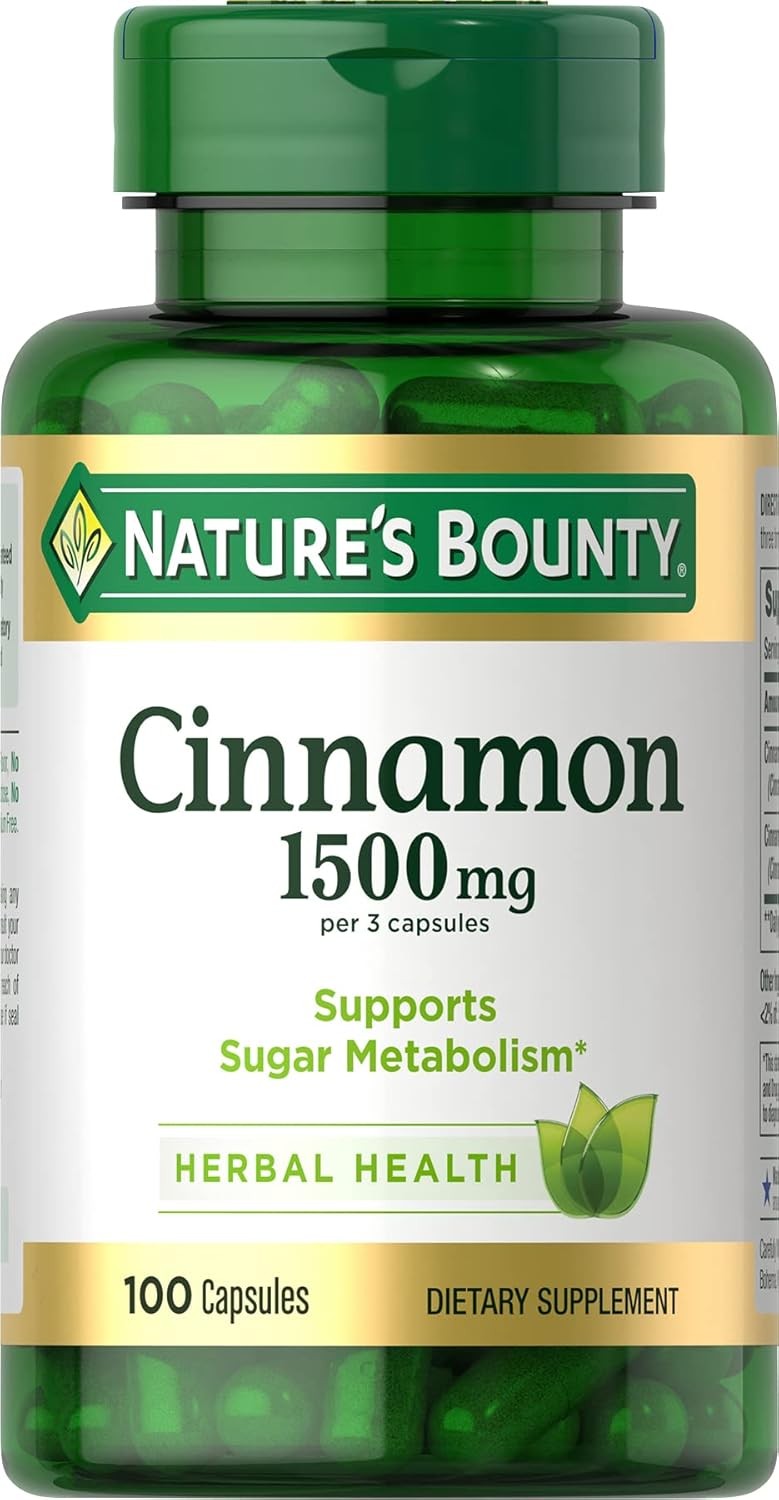Cinnamon Capsules Nature’s Bounty Herbal Supplement Sugar Metabolism Support