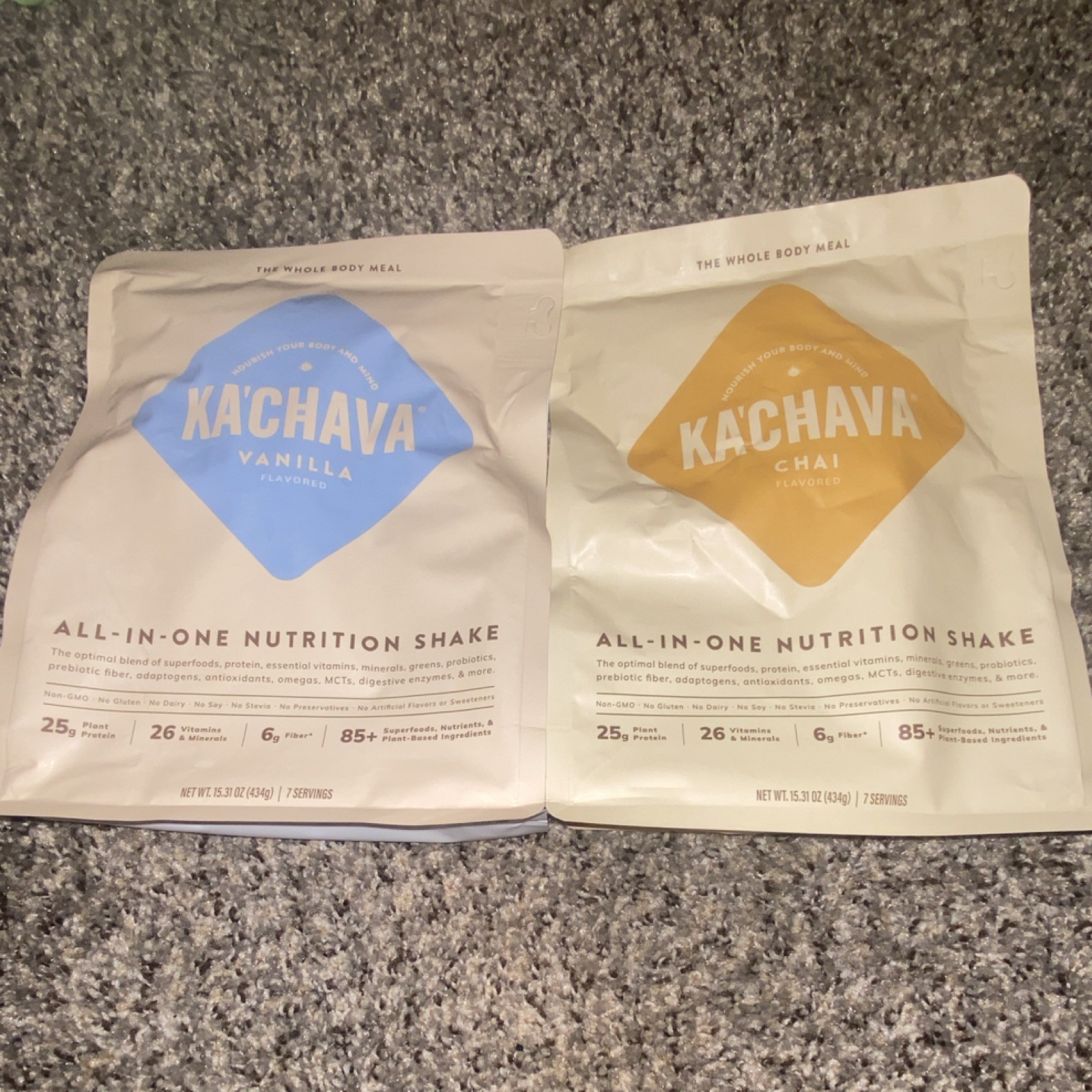 Ka’Chava All-in-One Nutrition Shake Powder 2-Pack Vanilla & Chai 15.31oz Each