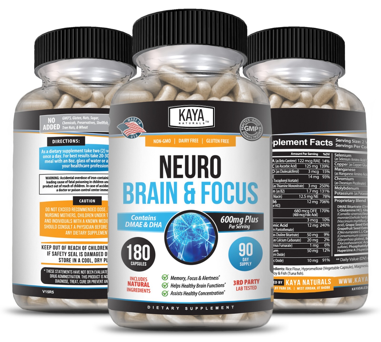 Neuro Brain & Focus 180ct Memory Function Clarity Energy Nootropic