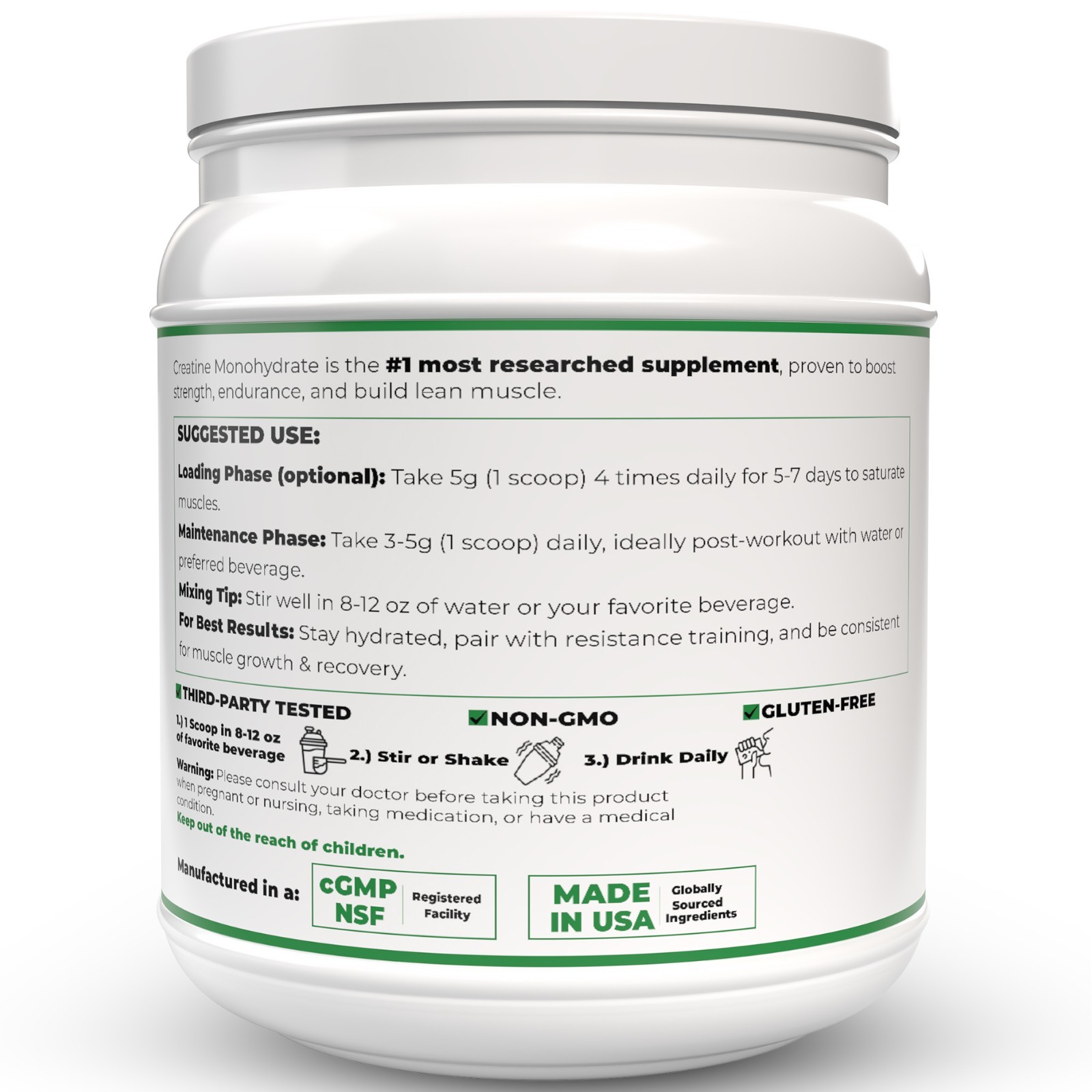 Creatine Monohydrate Powder 5000mg – 5 Grams Per Serving
