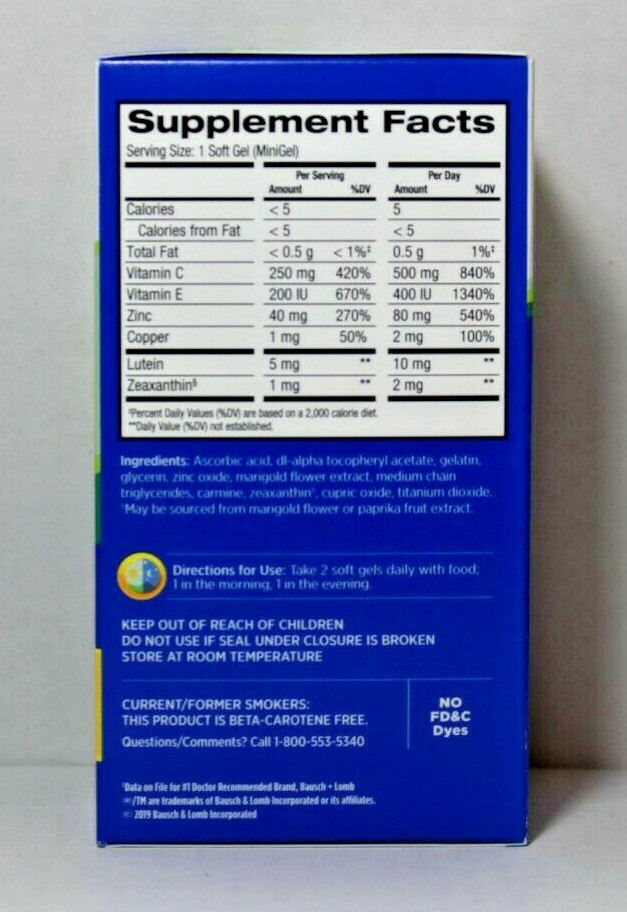 Bausch + Lomb PreserVision AREDS 2 Formula 210 Softgels *Eye Vitamin & Mineral*