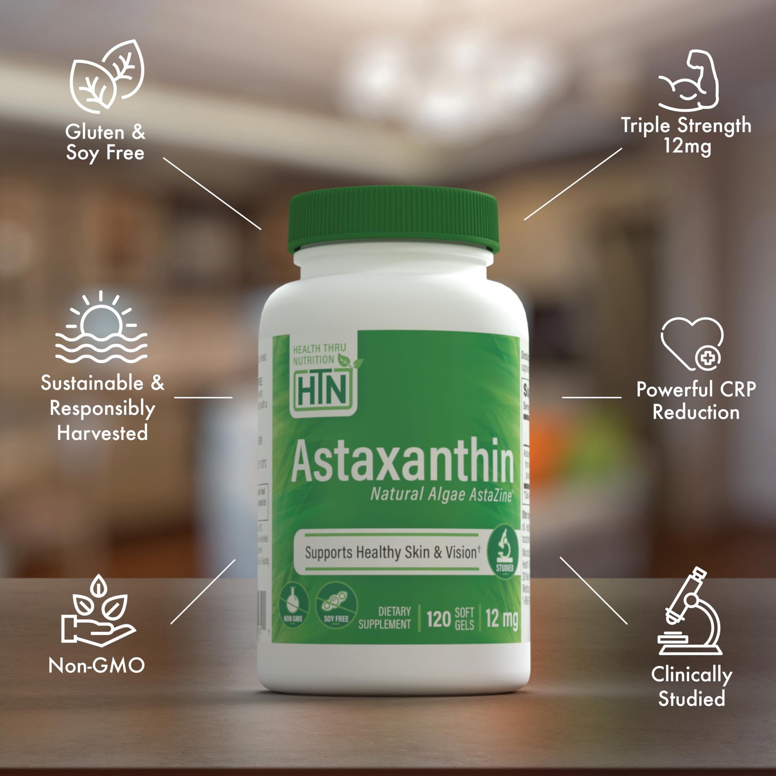 Health Thru Nutrition Astaxanthin Triple Strength 12mg 120 Count (Pack of 1)