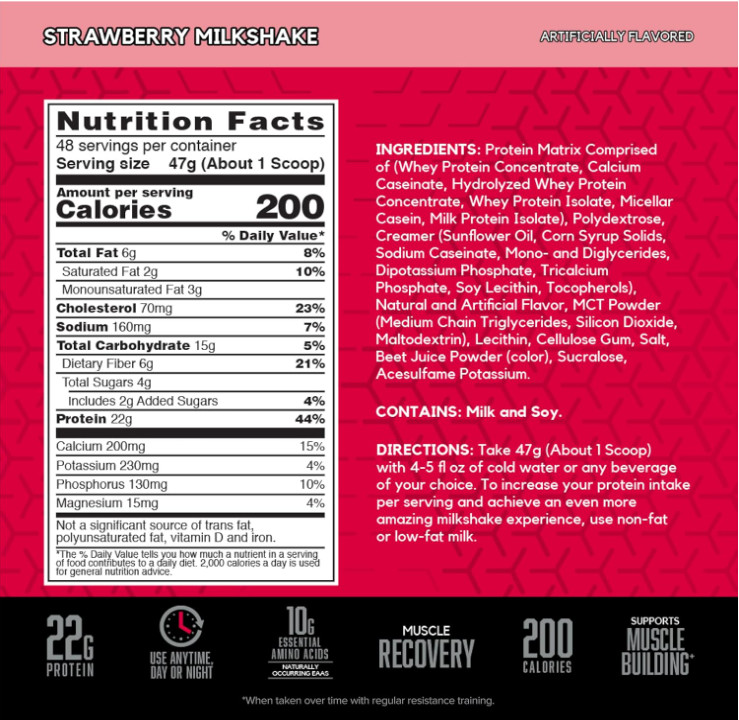 BSN SYNTHA-6 Protein Powder, Strawberry Milkshake, 48 Servings