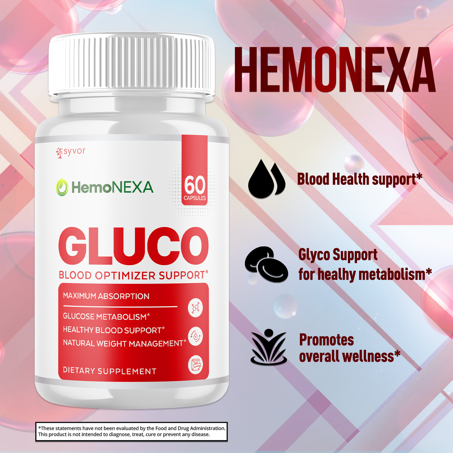 (1 Pack) HemoNexa Pills Advanced Blood Health Support Vitamin Hemo Nexa 60 Caps