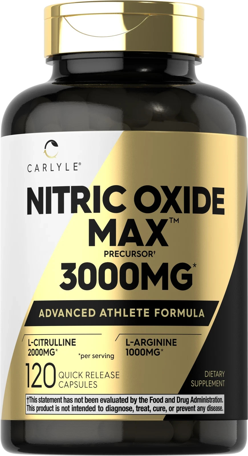 Carlyle Nitric Oxide Capsules 3000mg Pre Workout Supplement 120 Count