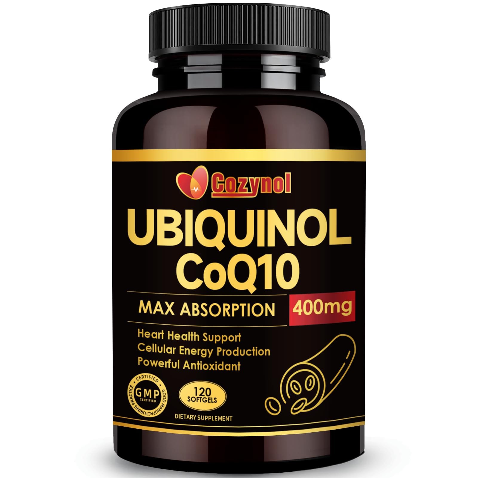Ubiquinol CoQ10 400mg Softgels with Vitamin E & Omega-3, Max-Absorption Coenzyme