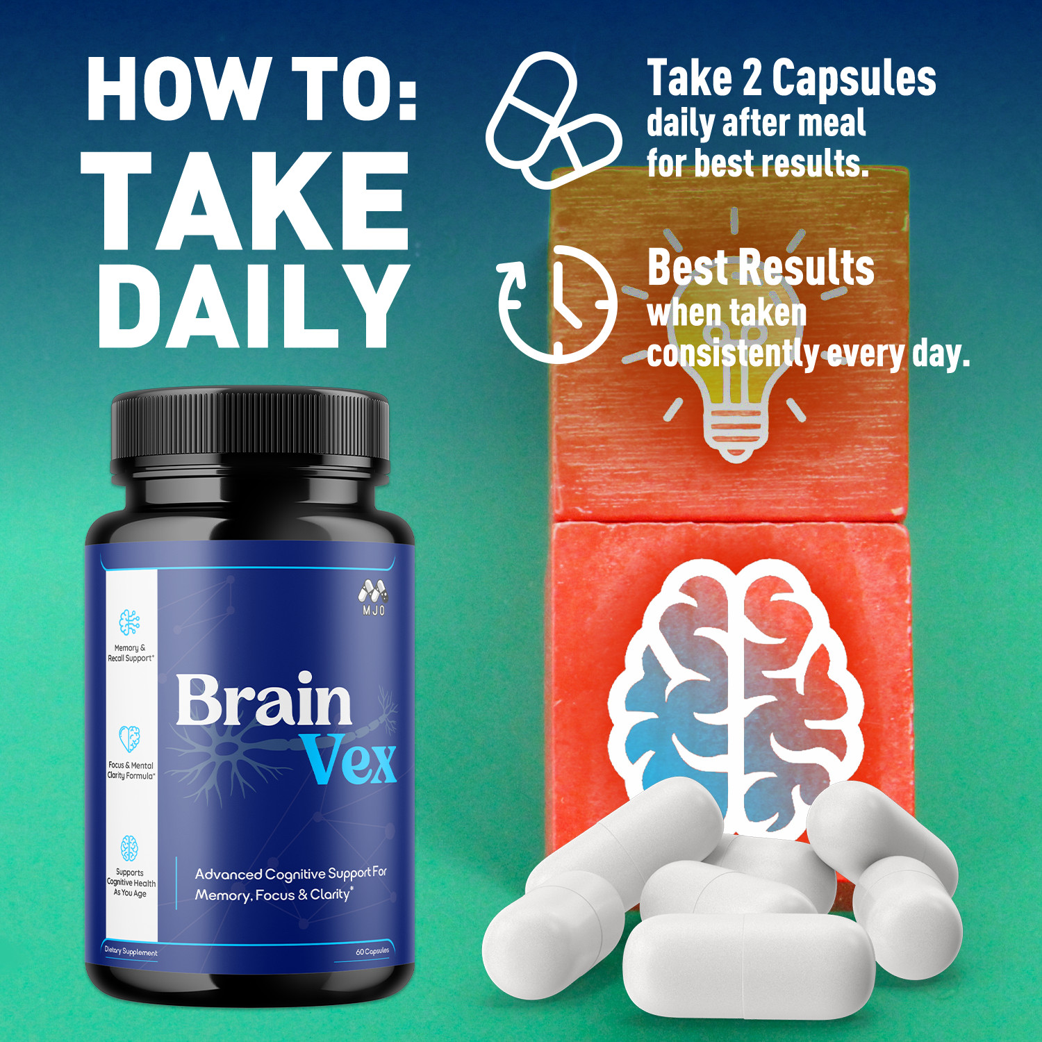 (2 Pack) BrainVex Advanced Support Vitamin Max Supplement Brain Vex 120 Capsules