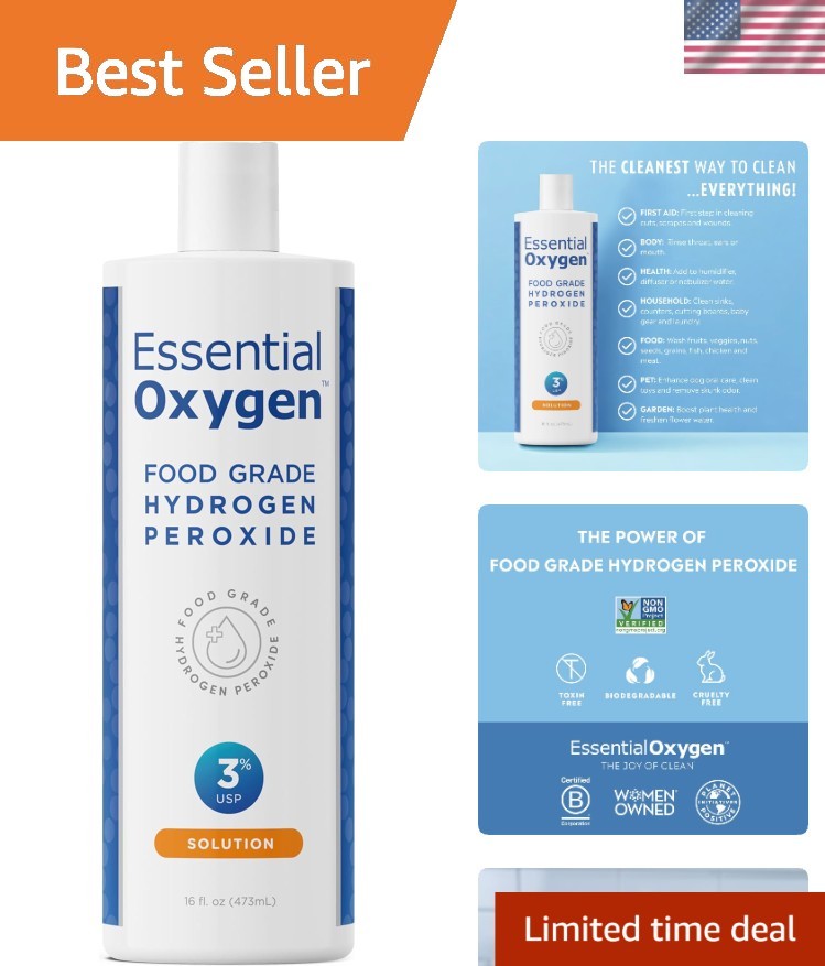 Natural 3% Hydrogen Peroxide Cleaner – 16oz Multi-Purpose Eco-Friendly Solution