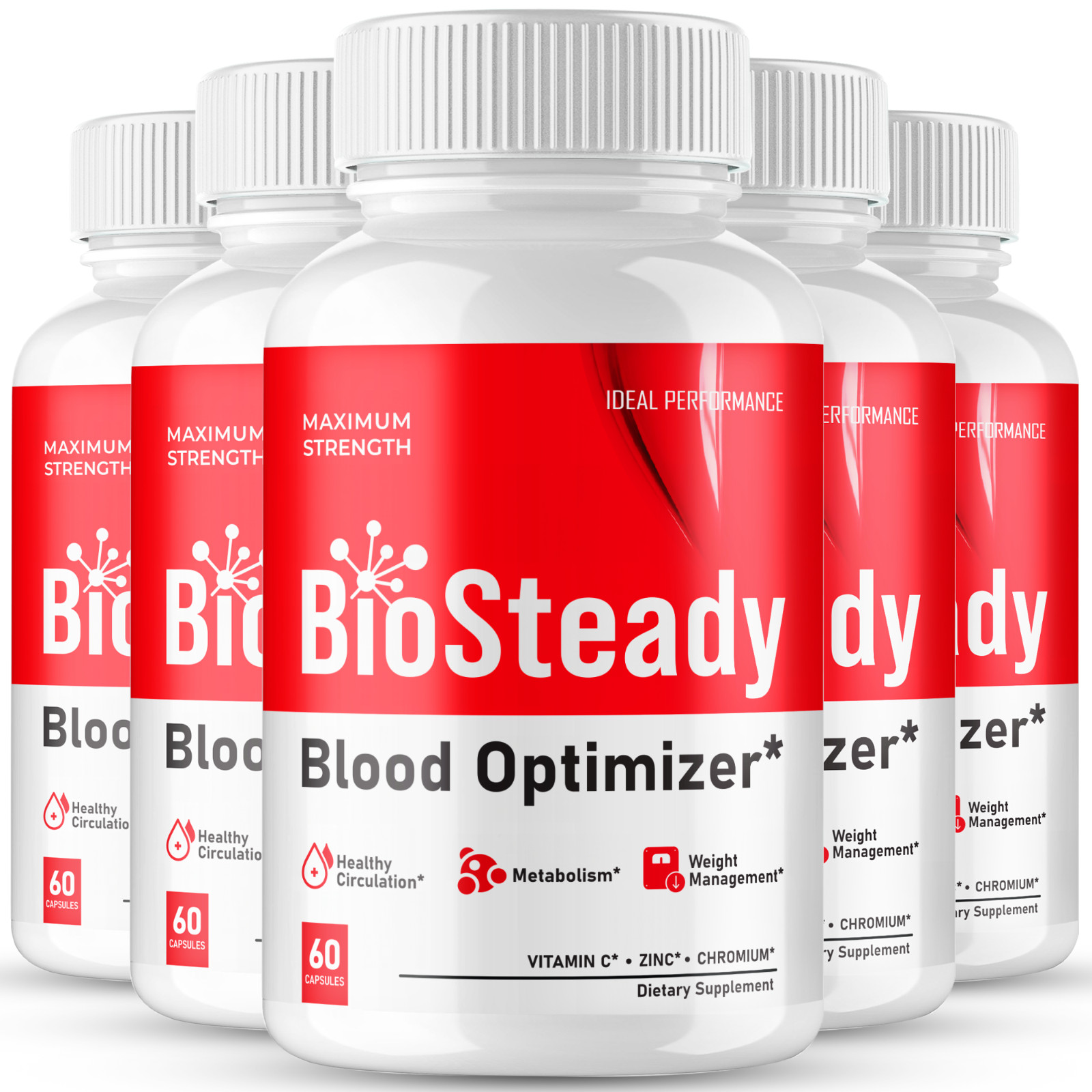 Biosteady Blood Optimizer Capsules, Official Bio Steady Optimizer Pills (5 Pack)