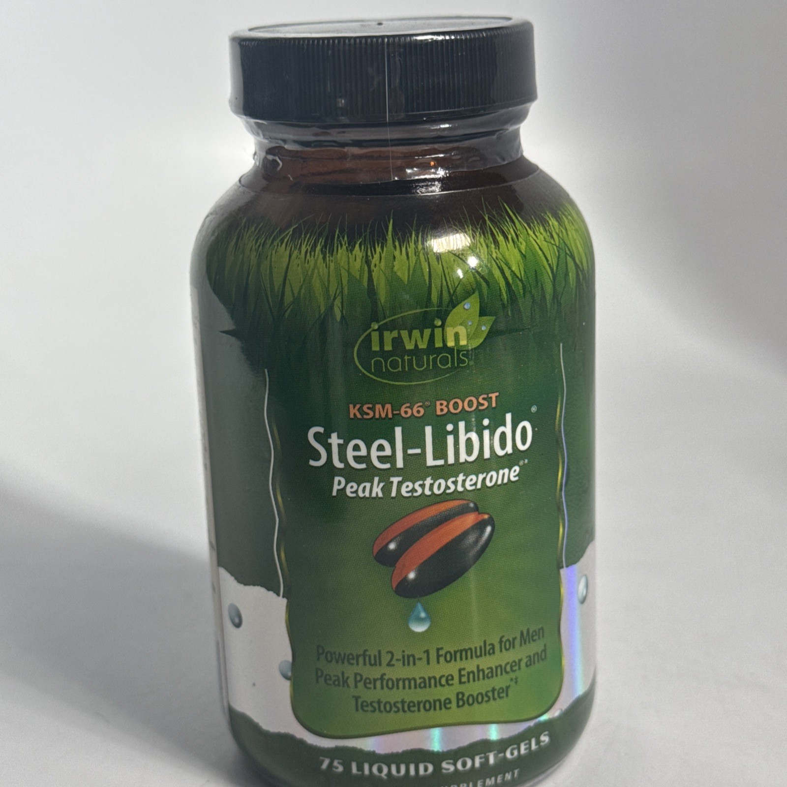 Irwin Steel-Libido® Peak Testost 75 Liquid Soft-Gels Sealed 08/2027 New Sealed