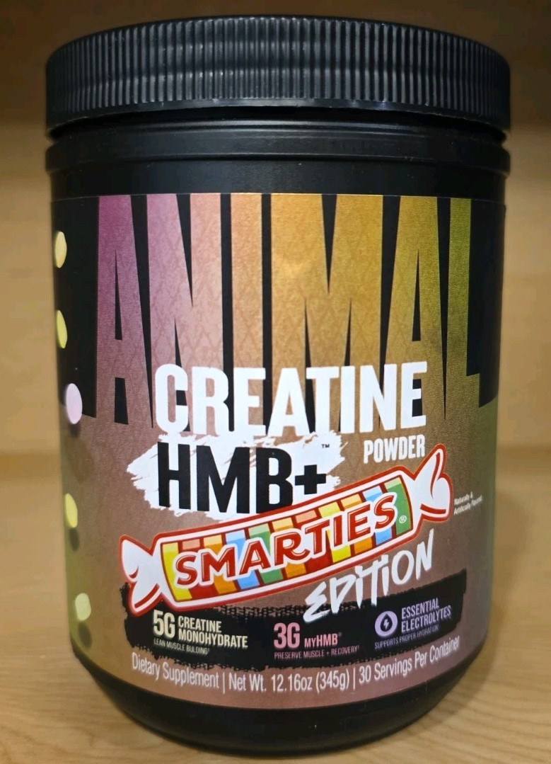 Animal x Smarties Creatine Monohydrate HMB Powder 30 Servings 12.16oz 02/2028