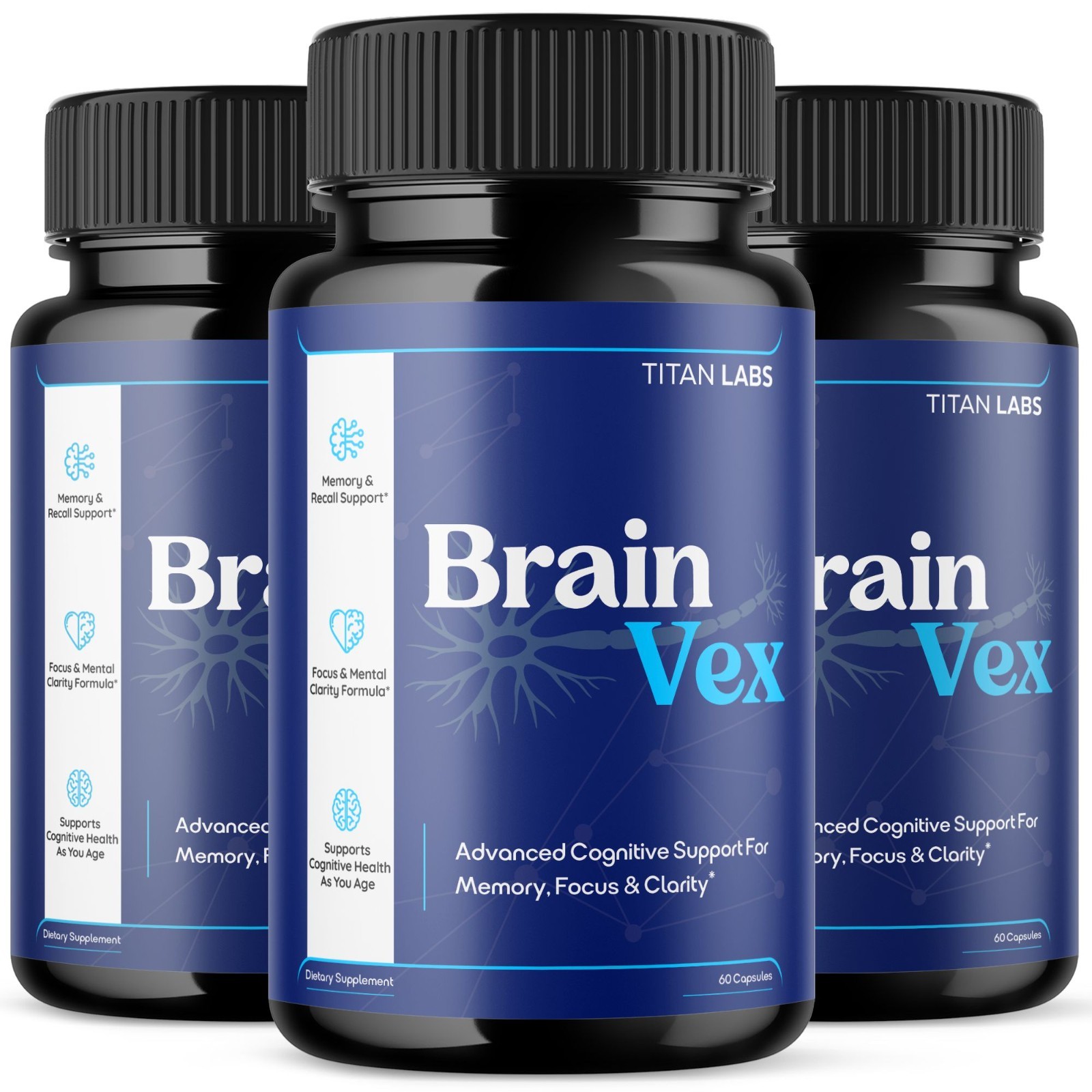 (3 Pack) BrainVex Nootropic All Natural Brain Supplement Brain Vex 180 Capsules