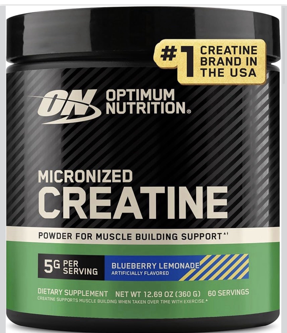 Optimum Nutrition Micronized Creatine Blueberry Lemonade 12.69 oz 60 Serv