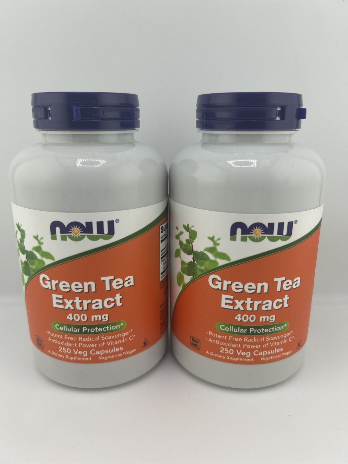 2 Pack NOW FOODS Green Tea Extract 400 mg 250 Veg Capsules LOT (500 Total)