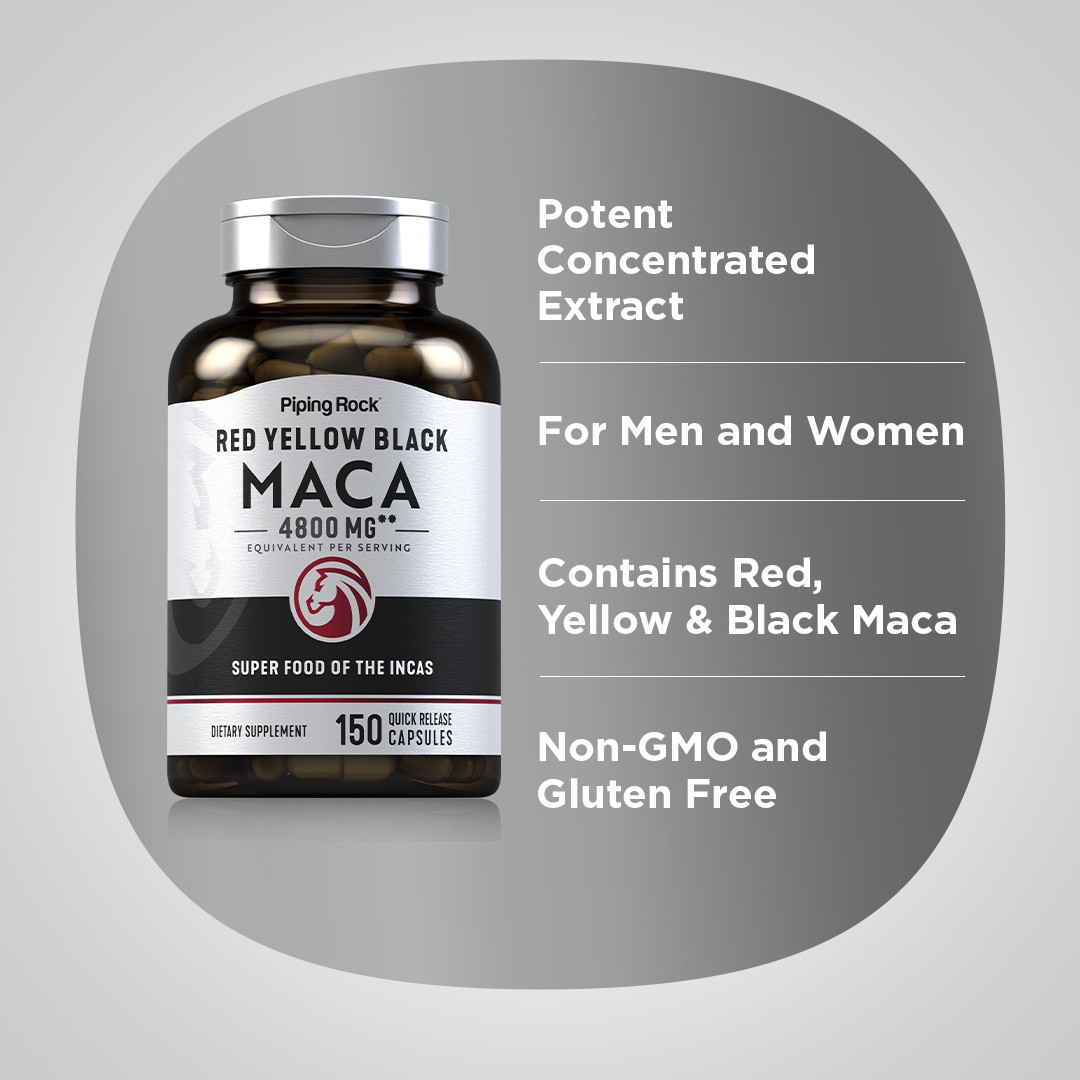 Maca Root Capsules | 4800mg | 150 Count | For Men | Non-GMO | by Piping Rock